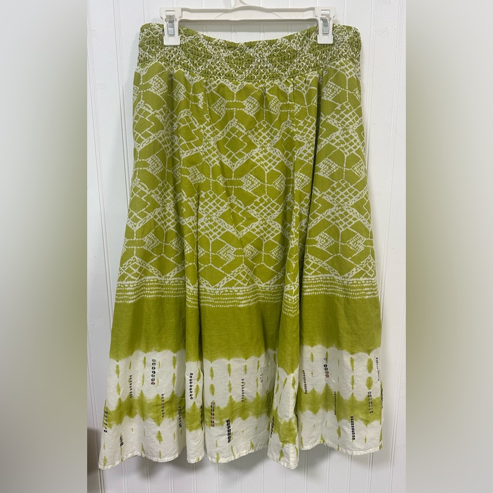 Style & Co 0X Coconut Girl Y2K Green Boho Tie Dye Cotton Tropical Maxi Skirt - Picture 14 of 14